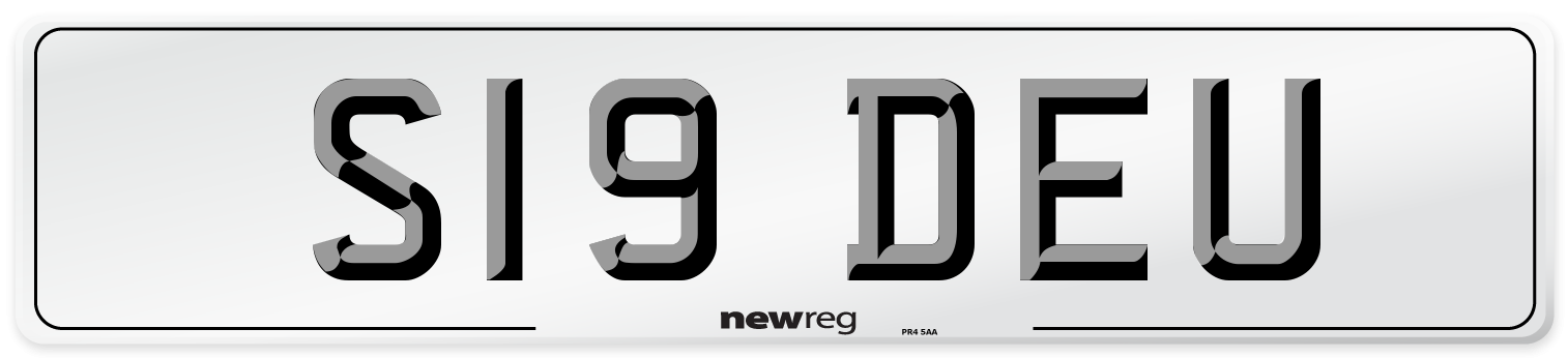 S19 DEU Number Plate from New Reg